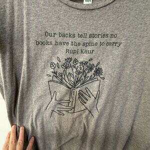 Gray Graphic T-Shirt book themed